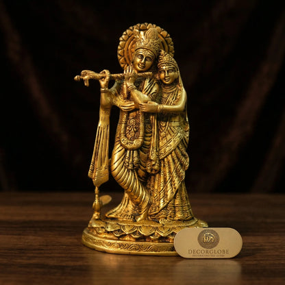 Radha Krishna Brass Idol divine couple for home temple and puja room decor