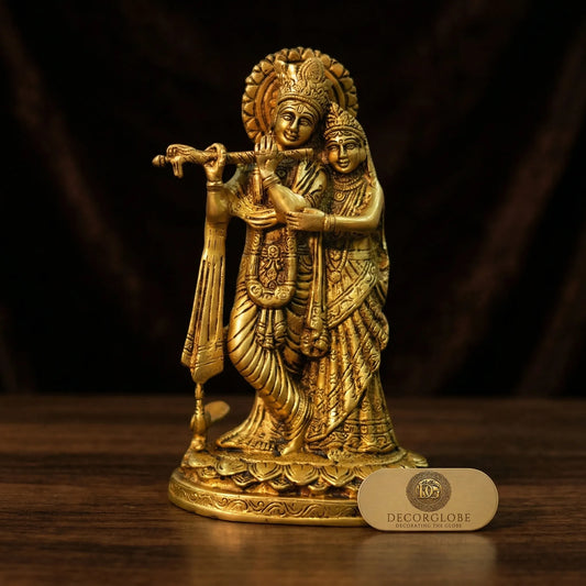 Radha Krishna Brass Idol divine couple for home temple and puja room decor