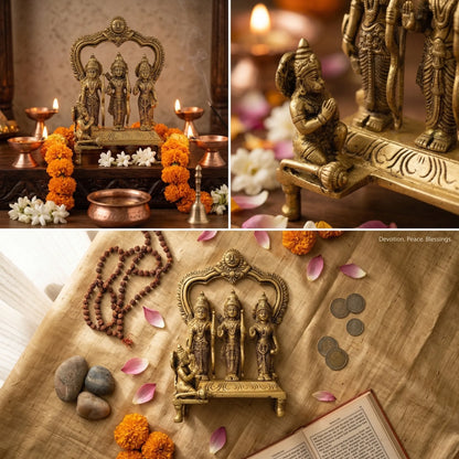 Complete Ram Darbar Brass Murti Set with Lord Ram Sita Lakshman Hanuman