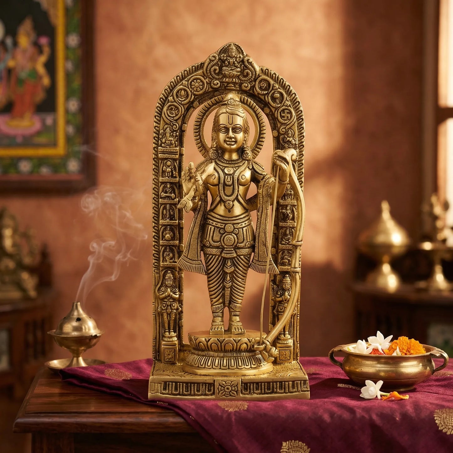 Ram Lalla Brass Idol placed in home temple for blessings