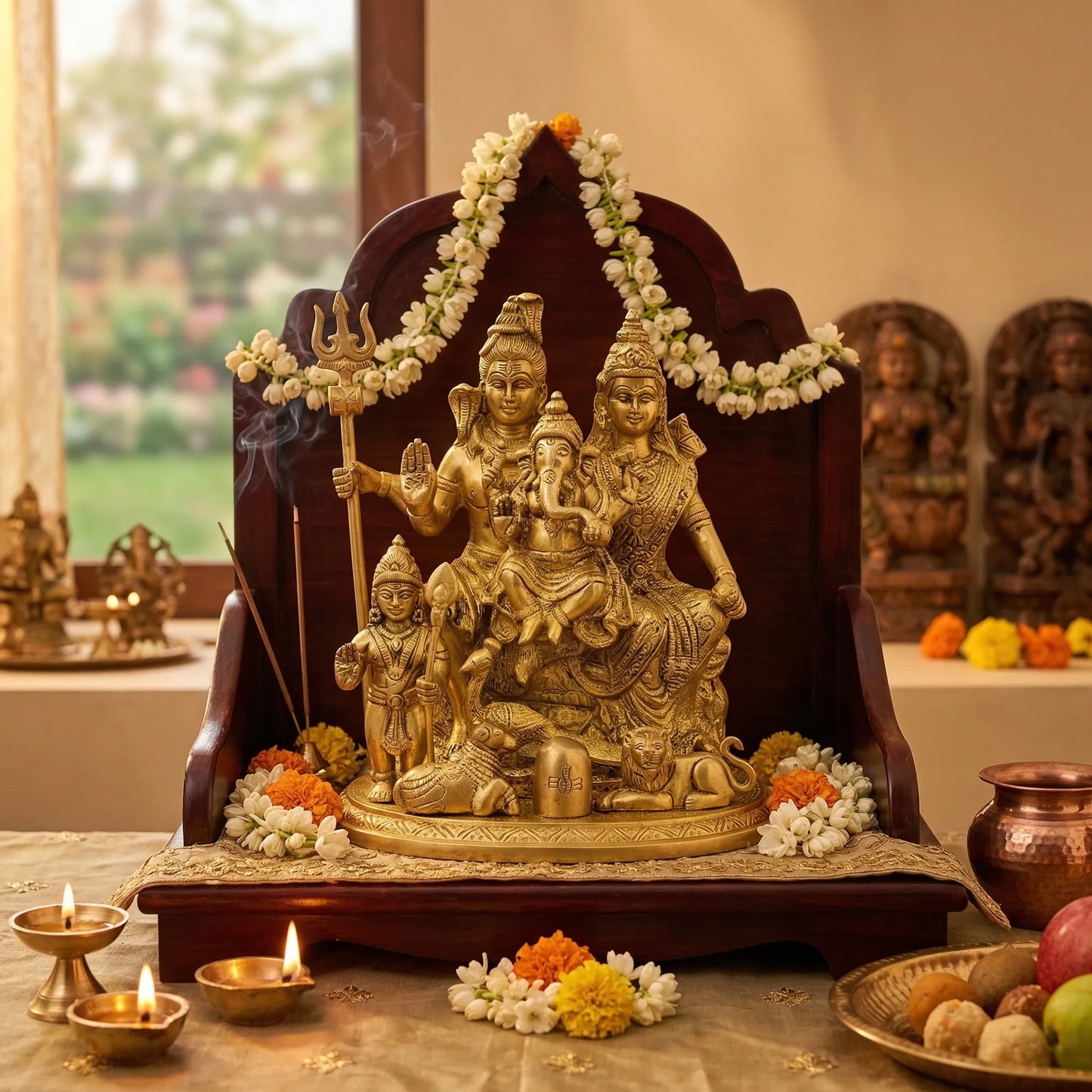 Shiv Parivaar Brass Idol placed in home temple puja room