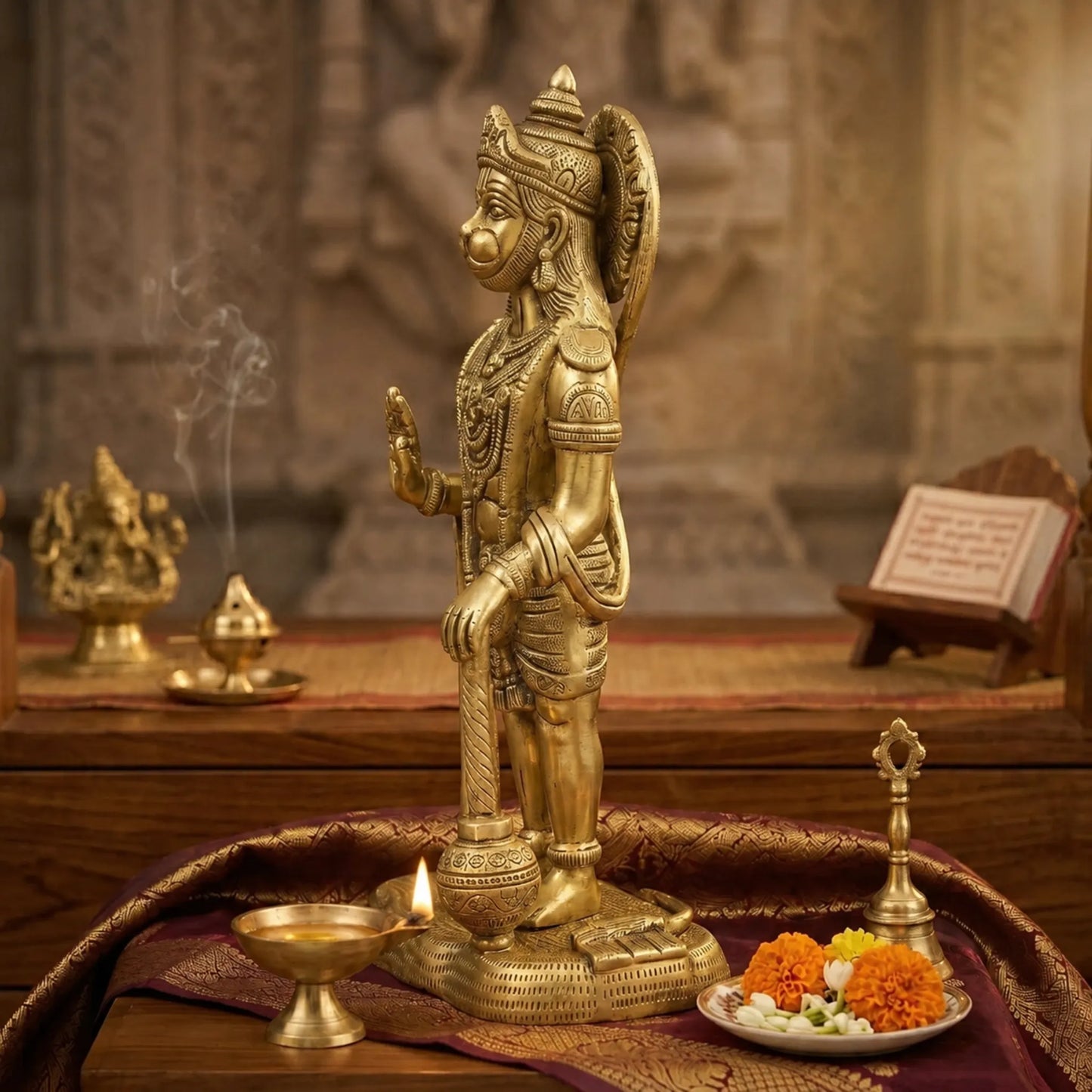 Standing Brass Hanuman Ji Idol for Home Temple