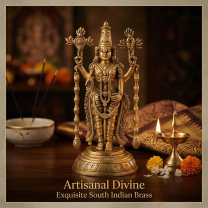 Complete Tirupati Balaji Brass Murti with divine ornaments