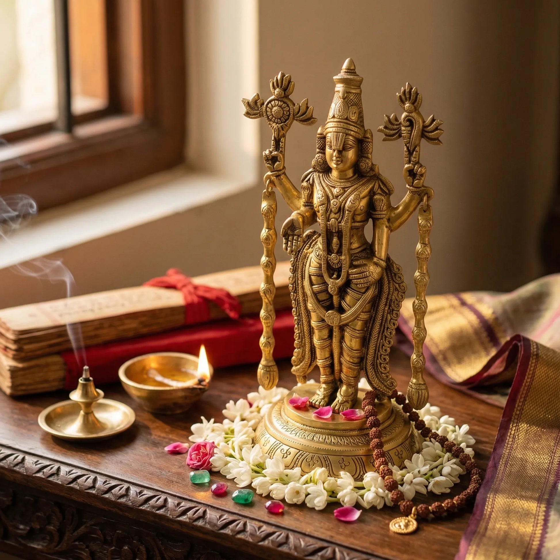 Side view of Tirupati Balaji Brass Idol standing pose