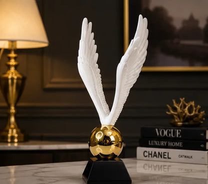 White Wings Golden Orb Showpiece - Premium Home Decor