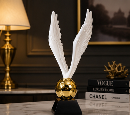 White Wings Golden Orb Showpiece - Premium Home Decor